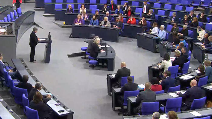 Zum Auftakt der Debatte sprach Britta Hasselmann (Grüne). Bild: BTG-Livestream