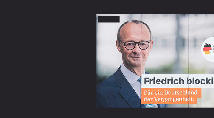 https://blog.campact.de/2025/01/campact-kampagne-gegen-die-merz-cdu/ Hinweis: Die CDU/CSU-Logo oben links haben wir aus rechtlichen Gründen schwarz abgedeckt.